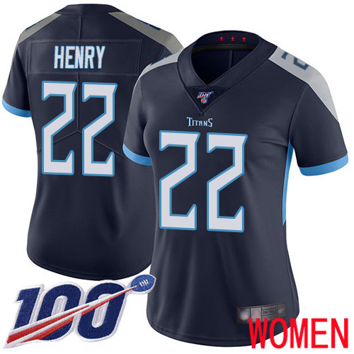 Tennessee Titans Limited Navy Blue Women Derrick Henry Home Jersey NFL Football 22 100th Season Vapor Untouchable
